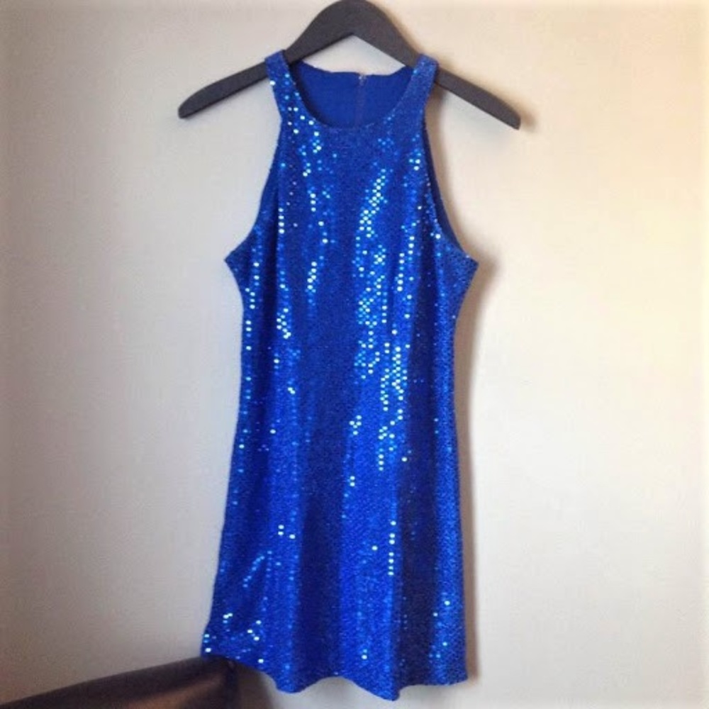 Blue sequin dance party dress